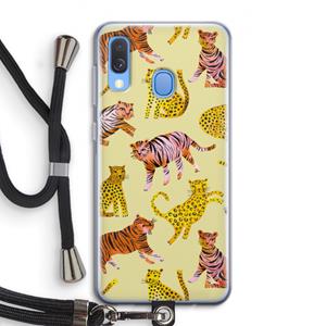 CaseCompany Cute Tigers and Leopards: Samsung Galaxy A40 Transparant Hoesje met koord