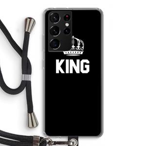 CaseCompany King zwart: Samsung Galaxy S21 Ultra Transparant Hoesje met koord