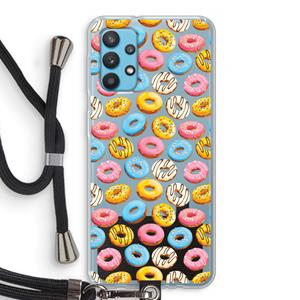 CaseCompany Pink donuts: Samsung Galaxy A32 4G Transparant Hoesje met koord