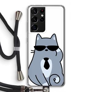 CaseCompany Cool cat: Samsung Galaxy S21 Ultra Transparant Hoesje met koord
