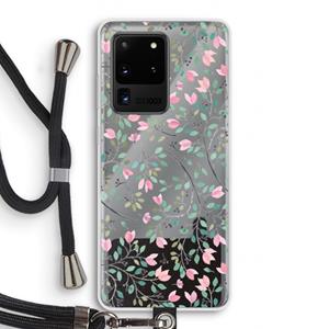 CaseCompany Sierlijke bloemen: Samsung Galaxy S20 Ultra Transparant Hoesje met koord