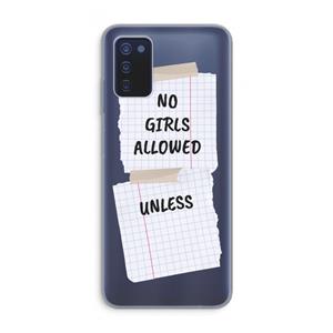 CaseCompany No Girls Allowed Unless: Samsung Galaxy A03s Transparant Hoesje