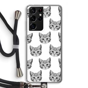 CaseCompany Kitten: Samsung Galaxy S21 Ultra Transparant Hoesje met koord