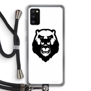 CaseCompany Angry Bear (white): Samsung Galaxy A41 Transparant Hoesje met koord