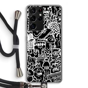 CaseCompany Vexx Black Mixtape: Samsung Galaxy S21 Ultra Transparant Hoesje met koord