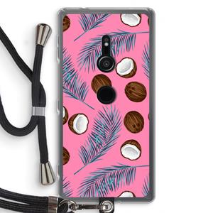 CaseCompany Kokosnoot roze: Sony Xperia XZ2 Transparant Hoesje met koord