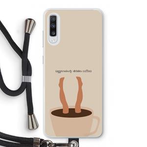 CaseCompany Aggressively drinks coffee: Samsung Galaxy A70 Transparant Hoesje met koord