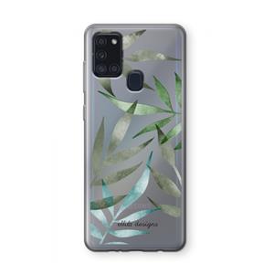 CaseCompany Tropical watercolor leaves: Samsung Galaxy A21s Transparant Hoesje