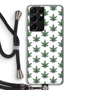 CaseCompany Weed: Samsung Galaxy S21 Ultra Transparant Hoesje met koord