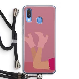 CaseCompany Pink boots: Samsung Galaxy A40 Transparant Hoesje met koord