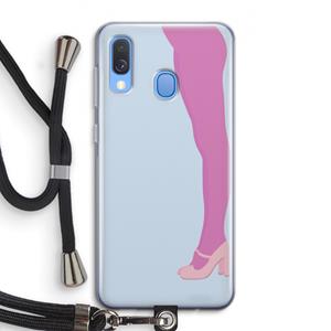 CaseCompany Pink panty: Samsung Galaxy A40 Transparant Hoesje met koord
