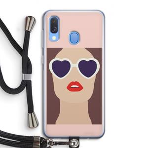 CaseCompany Red lips: Samsung Galaxy A40 Transparant Hoesje met koord