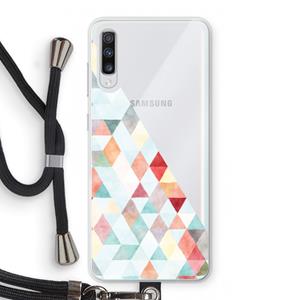 CaseCompany Gekleurde driehoekjes pastel: Samsung Galaxy A70 Transparant Hoesje met koord