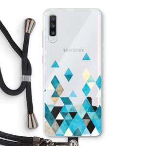 CaseCompany Gekleurde driehoekjes blauw: Samsung Galaxy A70 Transparant Hoesje met koord