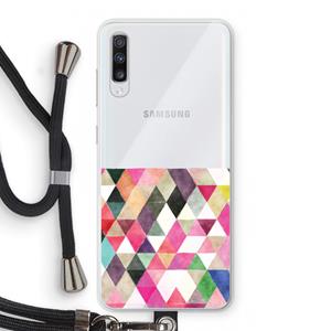 CaseCompany Gekleurde driehoekjes: Samsung Galaxy A70 Transparant Hoesje met koord