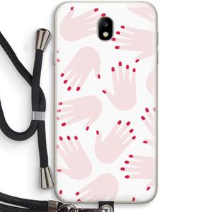 CaseCompany Hands pink: Samsung Galaxy J7 (2017) Transparant Hoesje met koord