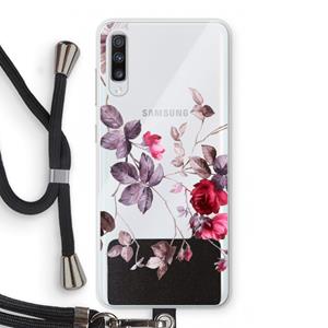 CaseCompany Mooie bloemen: Samsung Galaxy A70 Transparant Hoesje met koord