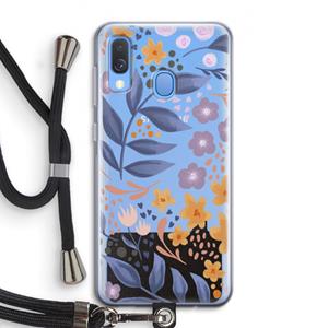 CaseCompany Flowers with blue leaves: Samsung Galaxy A40 Transparant Hoesje met koord