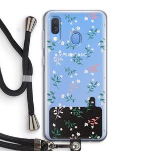 CaseCompany Small white flowers: Samsung Galaxy A40 Transparant Hoesje met koord