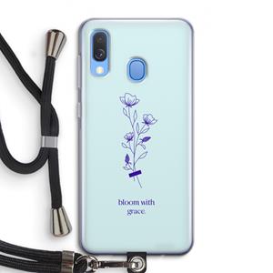 CaseCompany Bloom with grace: Samsung Galaxy A40 Transparant Hoesje met koord
