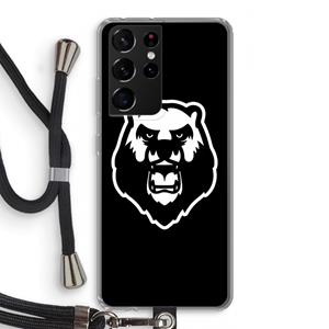 CaseCompany Angry Bear (black): Samsung Galaxy S21 Ultra Transparant Hoesje met koord