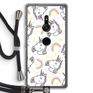 CaseCompany Rainbow Unicorn: Sony Xperia XZ2 Transparant Hoesje met koord
