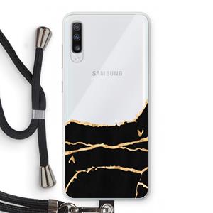 CaseCompany Gouden marmer: Samsung Galaxy A70 Transparant Hoesje met koord