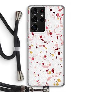 CaseCompany Terrazzo N°9: Samsung Galaxy S21 Ultra Transparant Hoesje met koord