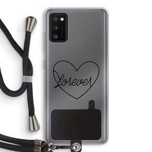 CaseCompany Forever heart black: Samsung Galaxy A41 Transparant Hoesje met koord