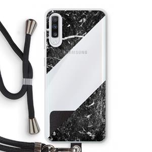 CaseCompany Zwart marmer: Samsung Galaxy A70 Transparant Hoesje met koord