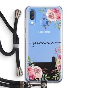 CaseCompany Rozen: Samsung Galaxy A40 Transparant Hoesje met koord