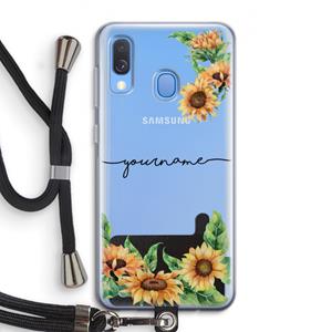 CaseCompany Zonnebloemen: Samsung Galaxy A40 Transparant Hoesje met koord