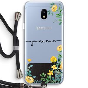 CaseCompany Gele bloemen: Samsung Galaxy J3 (2017) Transparant Hoesje met koord
