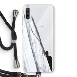 CaseCompany Gestreepte marmer: Samsung Galaxy A70 Transparant Hoesje met koord