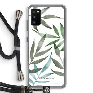 CaseCompany Tropical watercolor leaves: Samsung Galaxy A41 Transparant Hoesje met koord