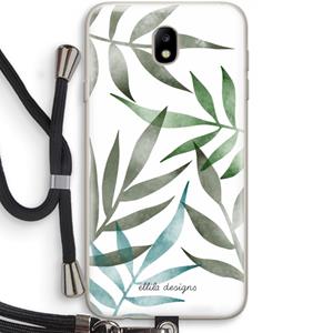 CaseCompany Tropical watercolor leaves: Samsung Galaxy J7 (2017) Transparant Hoesje met koord