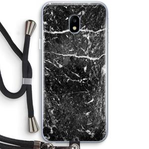 CaseCompany Zwart marmer: Samsung Galaxy J3 (2017) Transparant Hoesje met koord