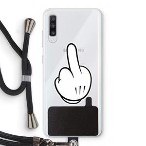 CaseCompany Middle finger black: Samsung Galaxy A70 Transparant Hoesje met koord