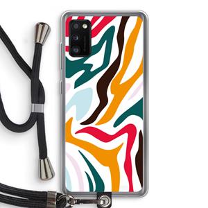 CaseCompany Colored Zebra: Samsung Galaxy A41 Transparant Hoesje met koord