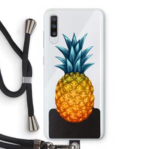 CaseCompany Grote ananas: Samsung Galaxy A70 Transparant Hoesje met koord