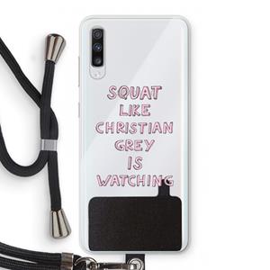 CaseCompany Christian Grey: Samsung Galaxy A70 Transparant Hoesje met koord