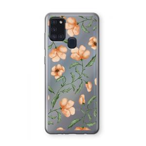 CaseCompany Peachy flowers: Samsung Galaxy A21s Transparant Hoesje