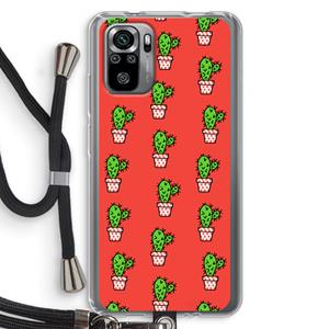 CaseCompany Mini cactus: Xiaomi Redmi Note 10S Transparant Hoesje met koord
