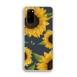 CaseCompany Sunflower and bees: Samsung Galaxy S20 Transparant Hoesje