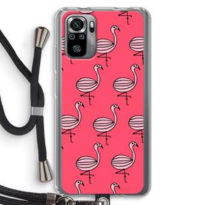 CaseCompany Flamingo: Xiaomi Redmi Note 10S Transparant Hoesje met koord