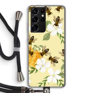 CaseCompany No flowers without bees: Samsung Galaxy S21 Ultra Transparant Hoesje met koord