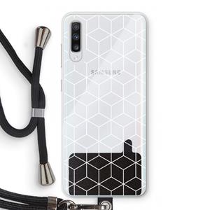 CaseCompany Zwart-witte kubussen: Samsung Galaxy A70 Transparant Hoesje met koord