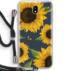 CaseCompany Sunflower and bees: Samsung Galaxy J7 (2017) Transparant Hoesje met koord