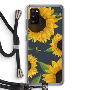 CaseCompany Sunflower and bees: Samsung Galaxy A41 Transparant Hoesje met koord