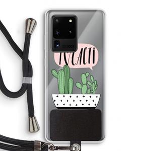 CaseCompany I love cacti: Samsung Galaxy S20 Ultra Transparant Hoesje met koord